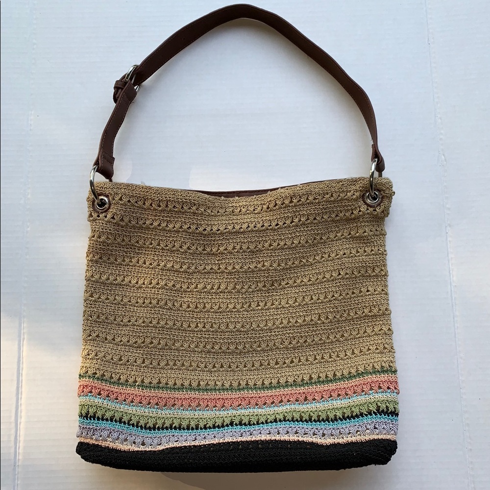 Bass Woven Tan&Multi Colored Shoulder Purse
